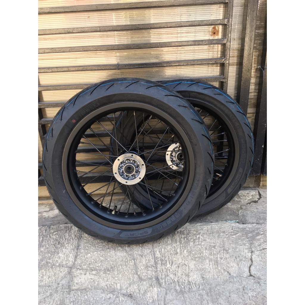 BANSET RING 17 SUPERMOTO KLX DTRACKER BAN PIRELLI DIABLO ROSSO SPORT 120/150 TERLARIS