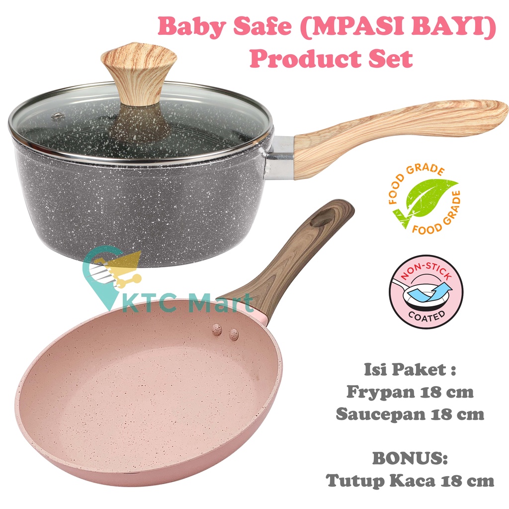 KTCmart - Panci Mpasi Bayi MINI Foodgrade anti lengket Granite Marble