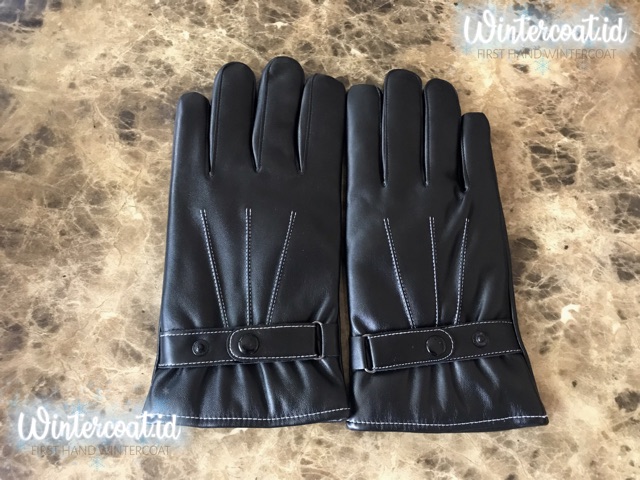 READY INDONESIA Sarung tangan kulit pria men cowok winter leather gloves hitam touchscreen motor