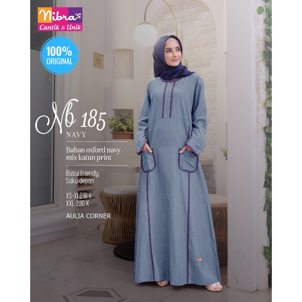 Gamis Wanita Syari Gamis Nibras NB 185 Navy ORIGINAL Pilihan Semua Wanita