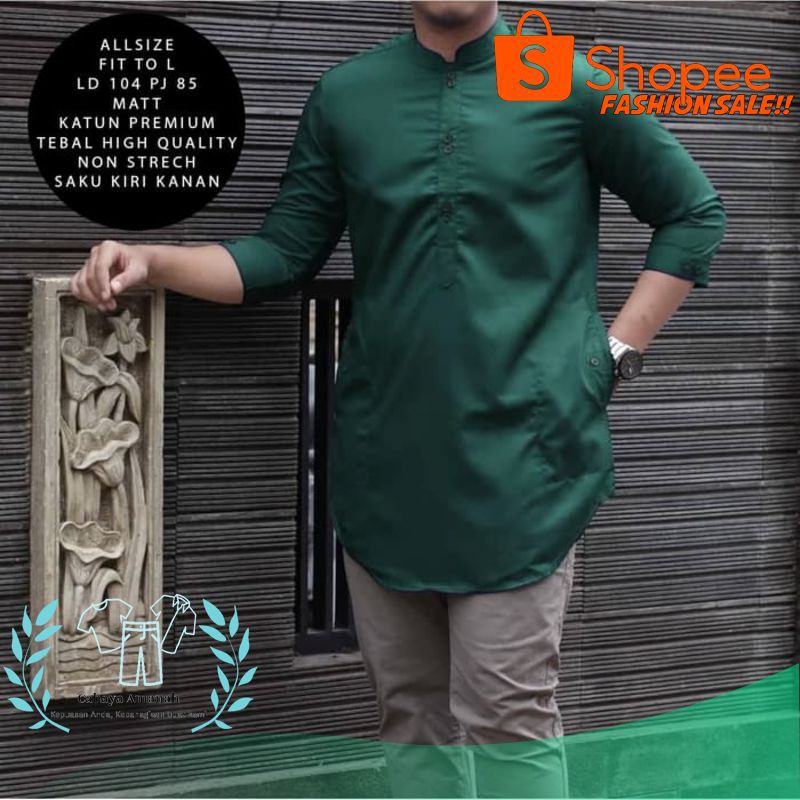 BAJU KOKO PRIA MUSLIM [Koko Salman Hijau NI]Baju koko pria matt katun hijau TERLARIS MURAH DISKON