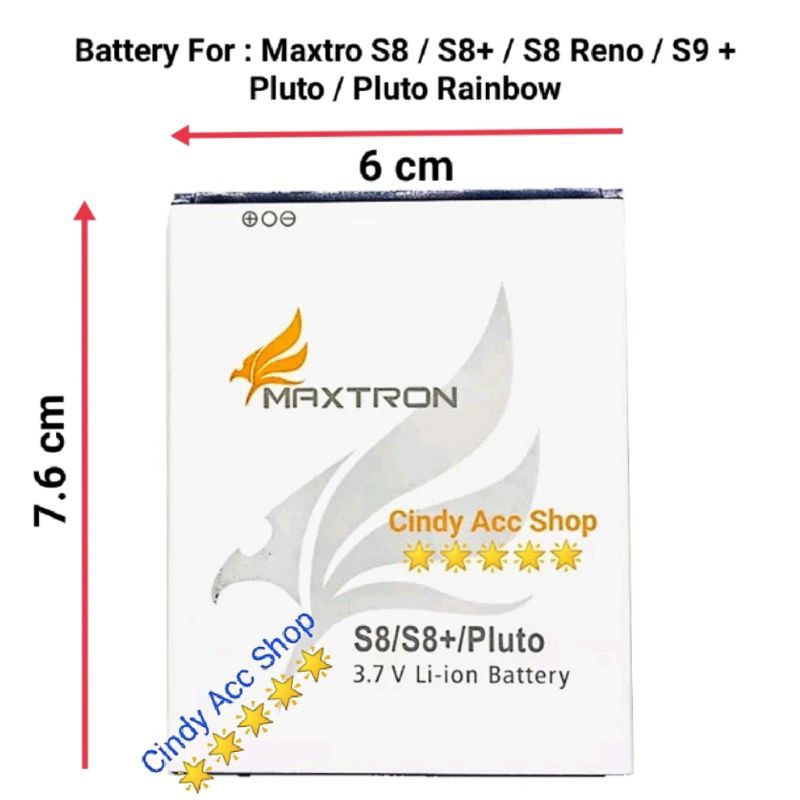 Baterai Batre Battery Maxtron S8 S8+ S8 Plus Plus Maxtron Pluto Rainbow S8 Reno S9+ S9 Plus