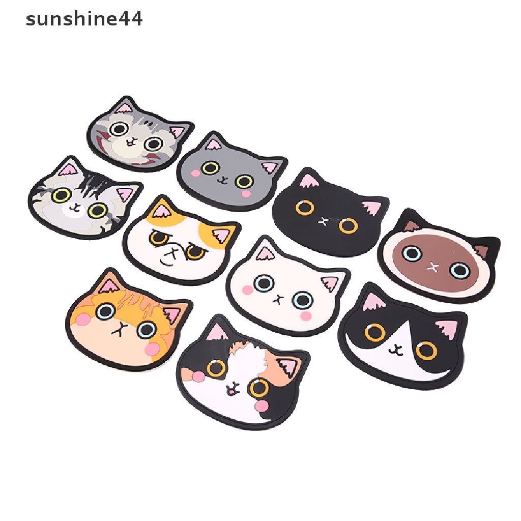 Sunshine Alas Piring / Mangkuk / Gelas / Botol Susu Bahan Silikon Anti Slip Motif Kartun Kucing