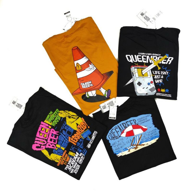 KAOS DISTRO QUEEN BEER [ T-shirt QueenBeer Premium Original] - Free Sticker