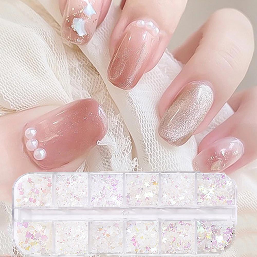 AUGUSTINA Agustinina Nail Art Sequin Moon Candy Paper Fragments Khusus Berbentuk Stiker Kuku DIY