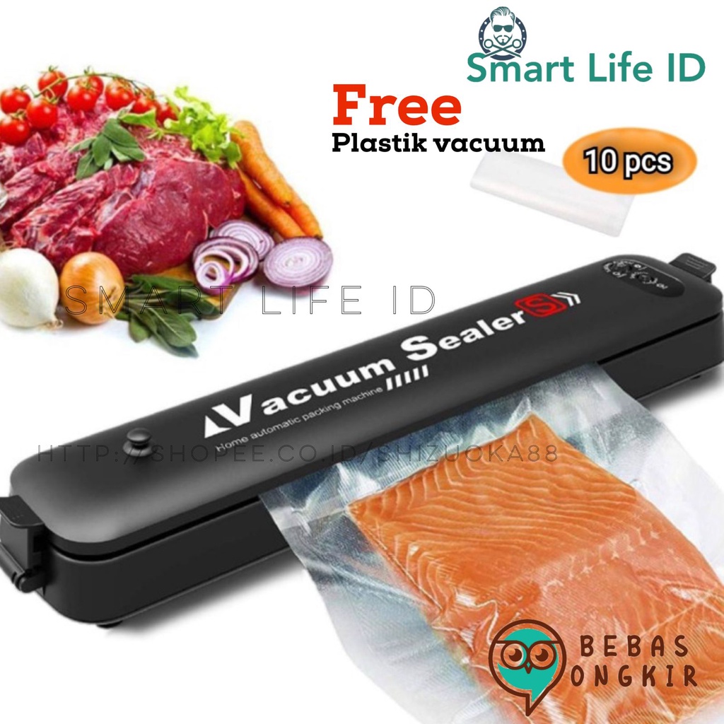 Vacuum Sealer Mesin Press Plastik Pengemas Makanan Fresh Food Rumah Tangga Segel Film Vakum Sealer Serbaguna Bonus 10 Buah Plastik