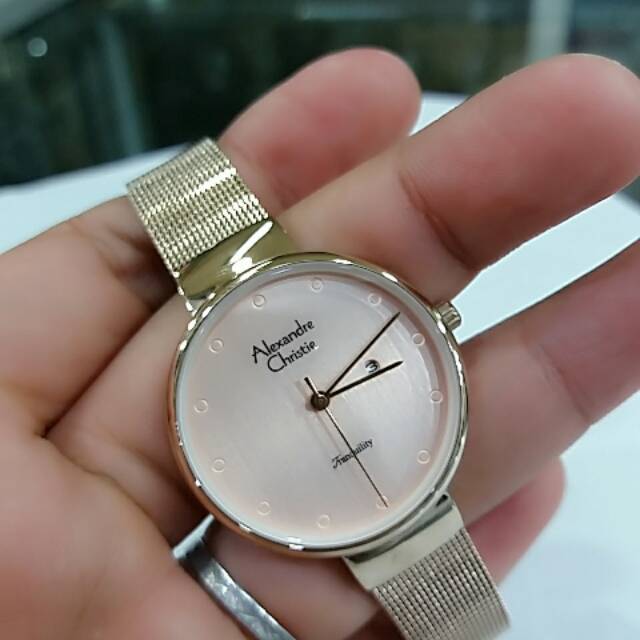 Jam Tangan Wanita Alexandre Christie AC 2509 Soft Gold Original