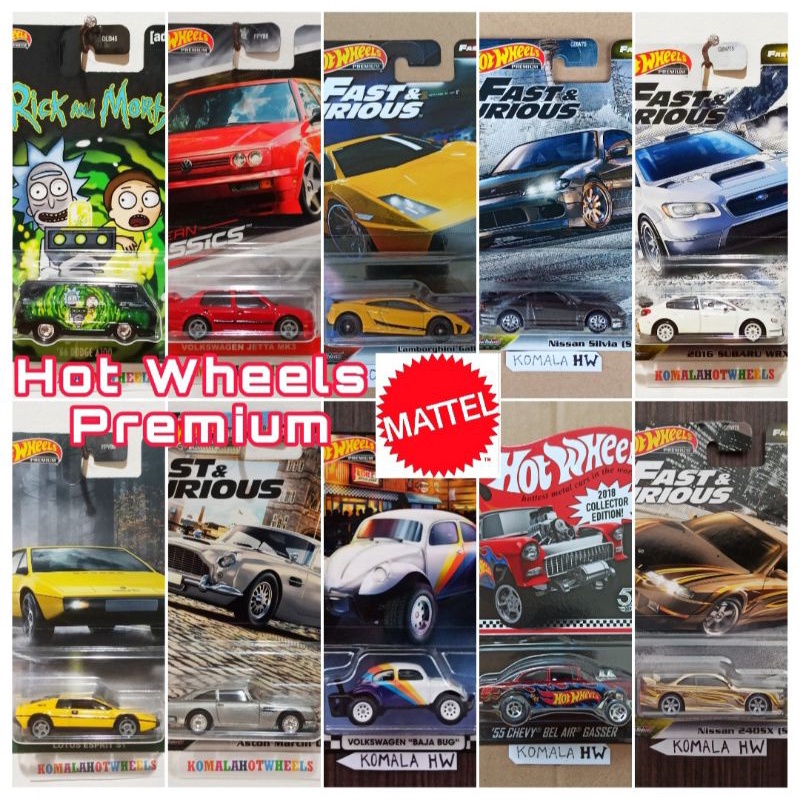 Hot Wheels Premium Ban Karet Nissan Lamborghini Honda VW Gasser Subaru Land Rover Diecast