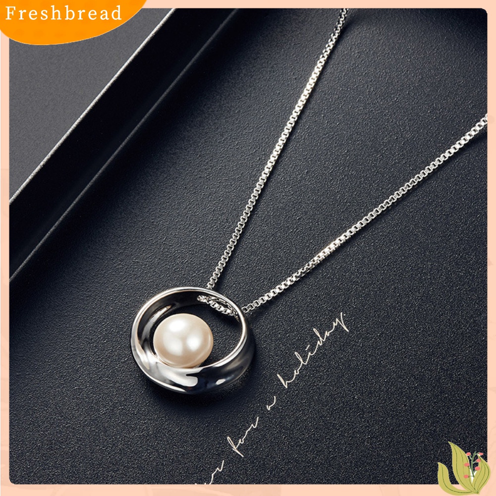 Terlaris Women Faux Pearl Round Pendant Necklace Stud Earrings Wedding Party Jewelry Set