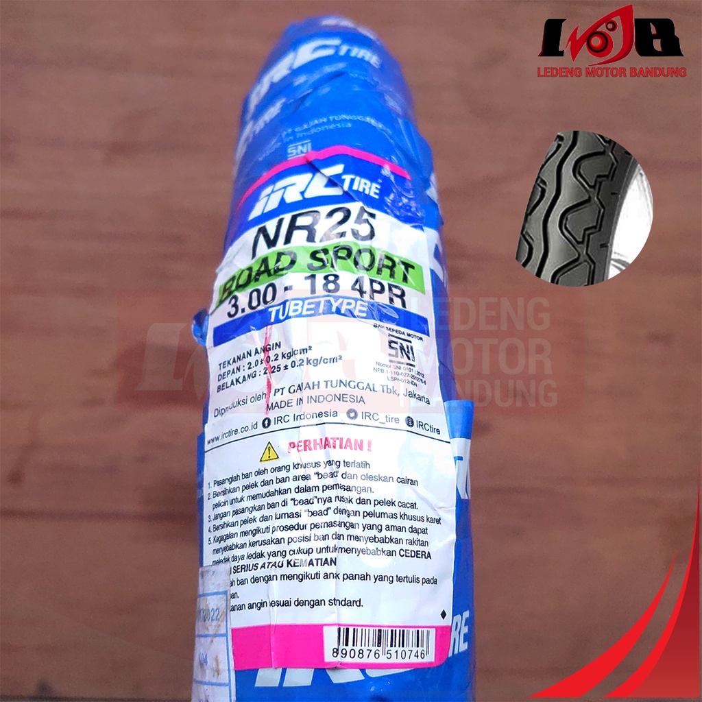 IRC NR 25 Ukuran 3.00 Ring 18 Road Sport Ban Luar Tubetype Motor Sport