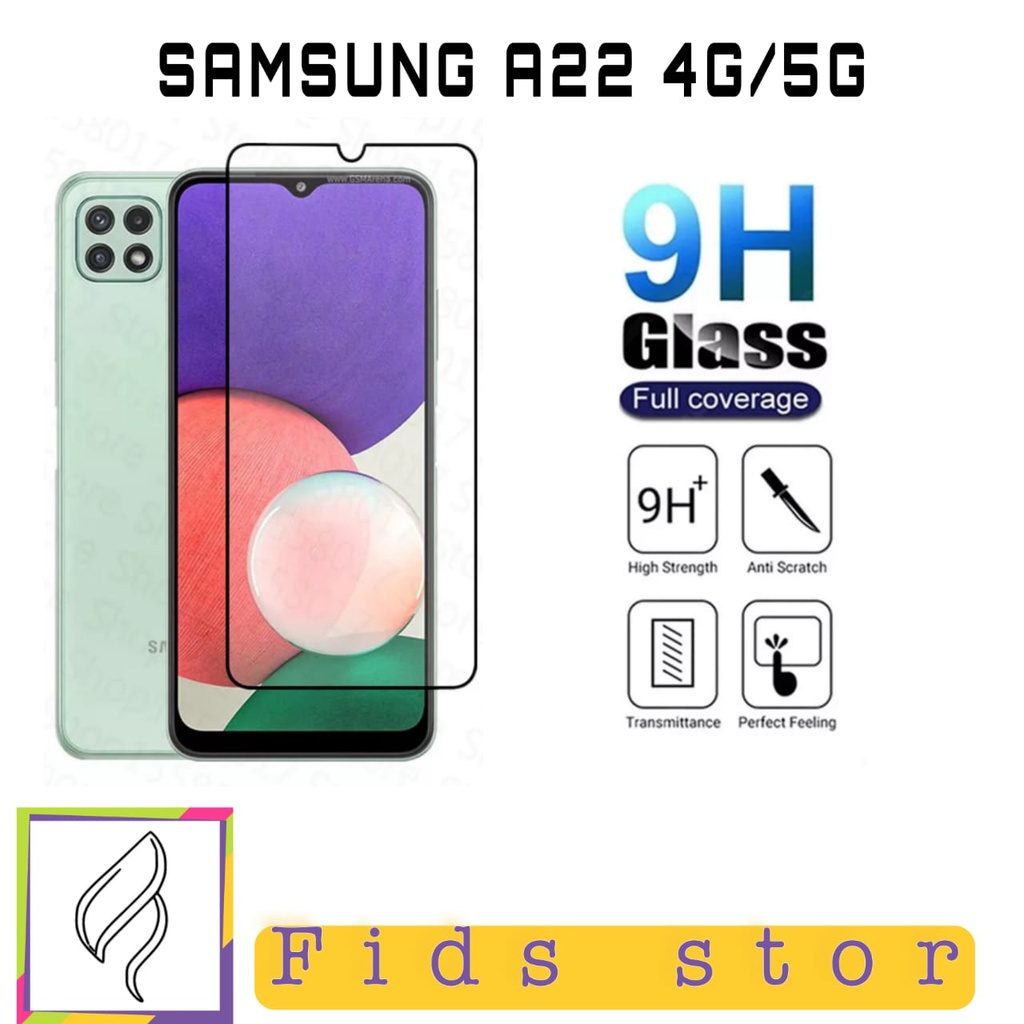 PROMO Tempered Glass SAMSUNG A22 4G/5G TG Layar FULL COVER Black Premium Screen Protector Anti Gores Kaca