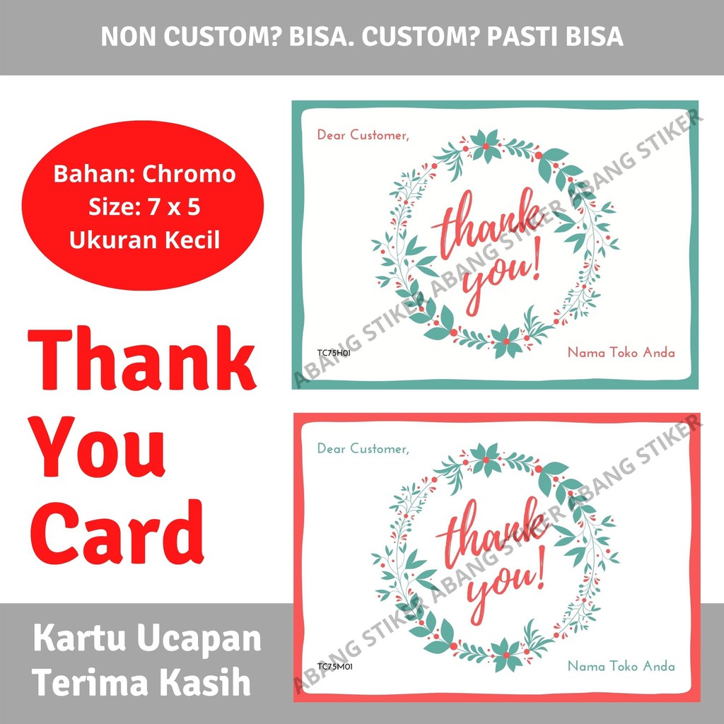 

Thank You Card Sticker / Stiker Kartu Ucapan Terima Kasih 7 x 5 cm