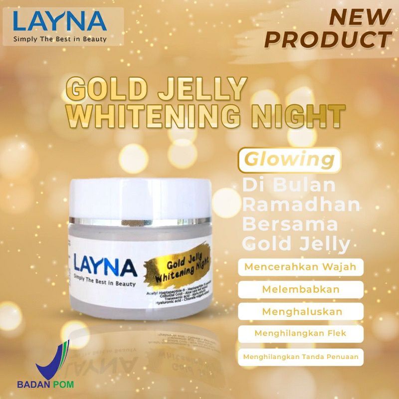 Layna Gold Jelly Whitening Night BPOM Aman Bumil Busui - Cream Glowing