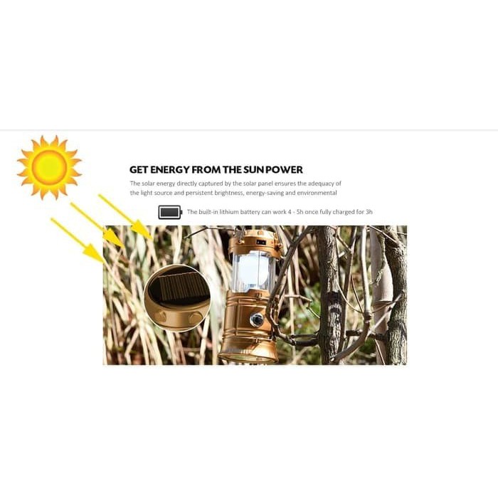 Lampu Portabel Stretchable Outdoor Solar EMERGENCY Light CAMPING LED