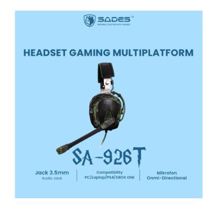 Headset gaming sades audio 3.5mm wired 4 pin with microphone free splitter sa-926t - Headphone 926 sa926t sa926