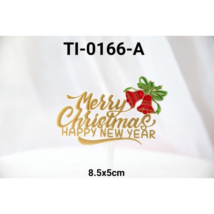 

KUE-PENGHIAS-ALAT- TI-0166-A CAKE TOPPER TULISAN NATAL MERRY CHRISTMAS LONCENG EMAS GOLD -ALAT-