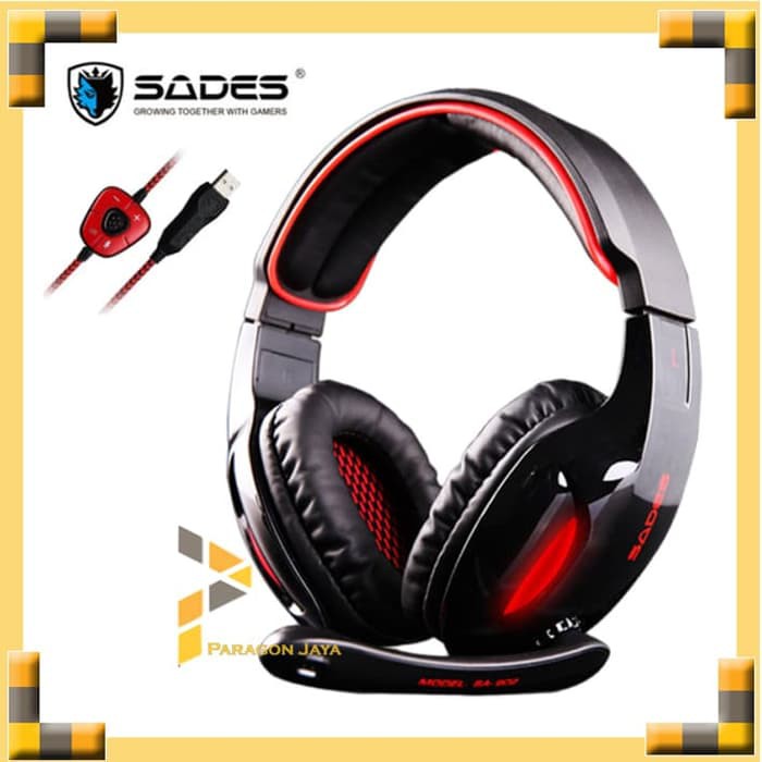SADES SA-902 Gaming Headset Headphone Gaming USB For PC Notebook Red