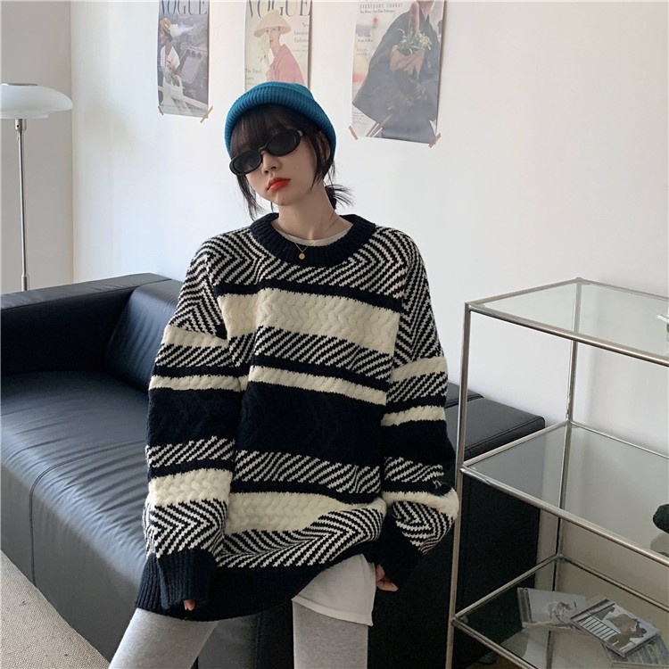 YIU YIU Rajut - Knitwear Oversize Wanita Korea Lengan Panjang Outer Rajut