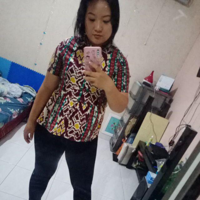 Jw2- Atasan Batik Wanita Lengan Pendek Murah Dan Terbaru Motif Batik Etnik Bahan Katun Strecth Asli