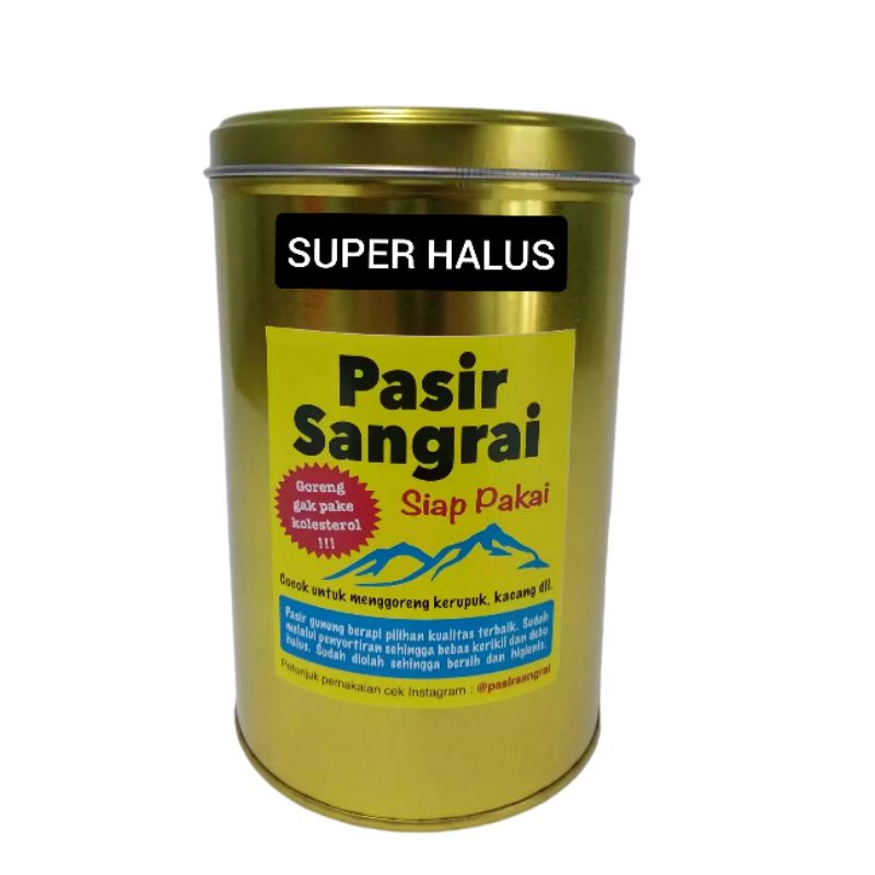 Pasir Sangrai® Siap Pakai - SUPER HALUS - Kemasan Toples Kaleng Emas 1Kg / Goreng Maggot / Kopi