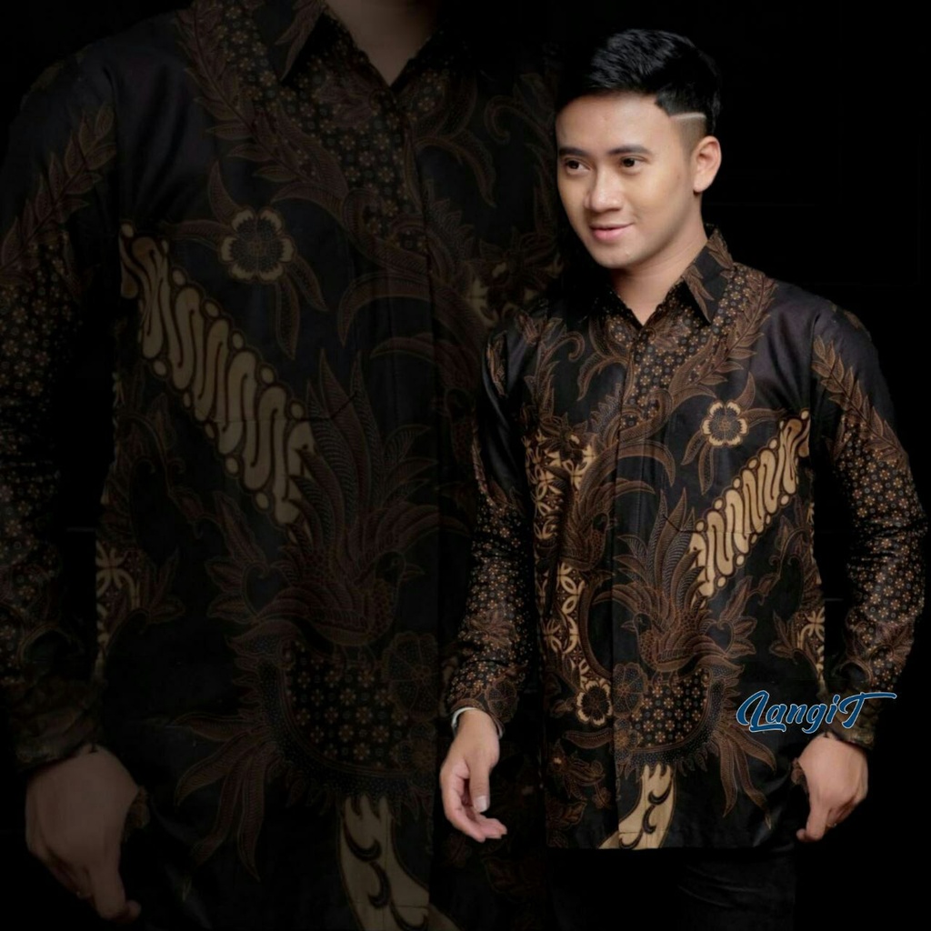 Batik Pria Lengan Panjang BATIK BERKAH HRB026 motif KERATONAN Kode 002 size M L XL XXL Reguler