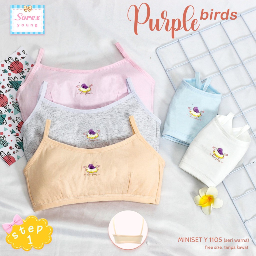 SOREX YOUNG MURAH MINISET ANAK REMAJA Y1105 / Y1006 FREESIZE MINI BRA TANPA KAWAT