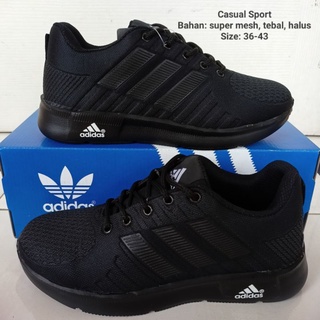 Jual SEPATU SEKOLAH ADIDAS FULL HITAM POLOS LAKI PRIA WANITA/SEPATU