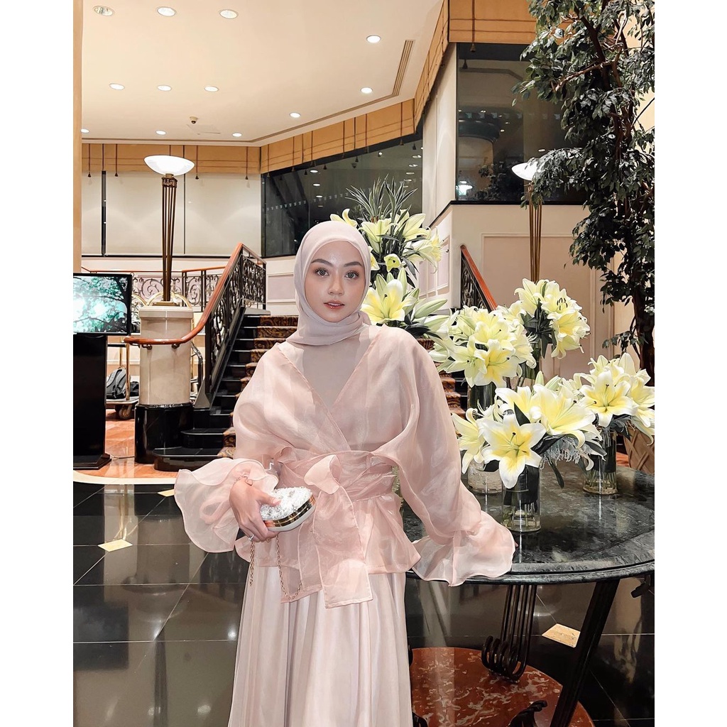 Aura Label - Rosie Bow Organza Top - MOST WANTED blouse wanita organza pita puff