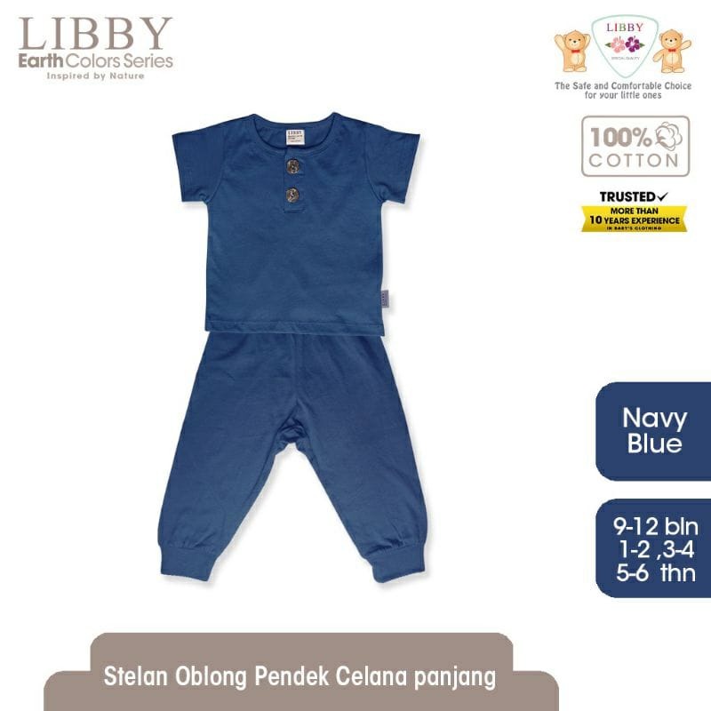 Libby earth color baju lengan pendek celana panjang