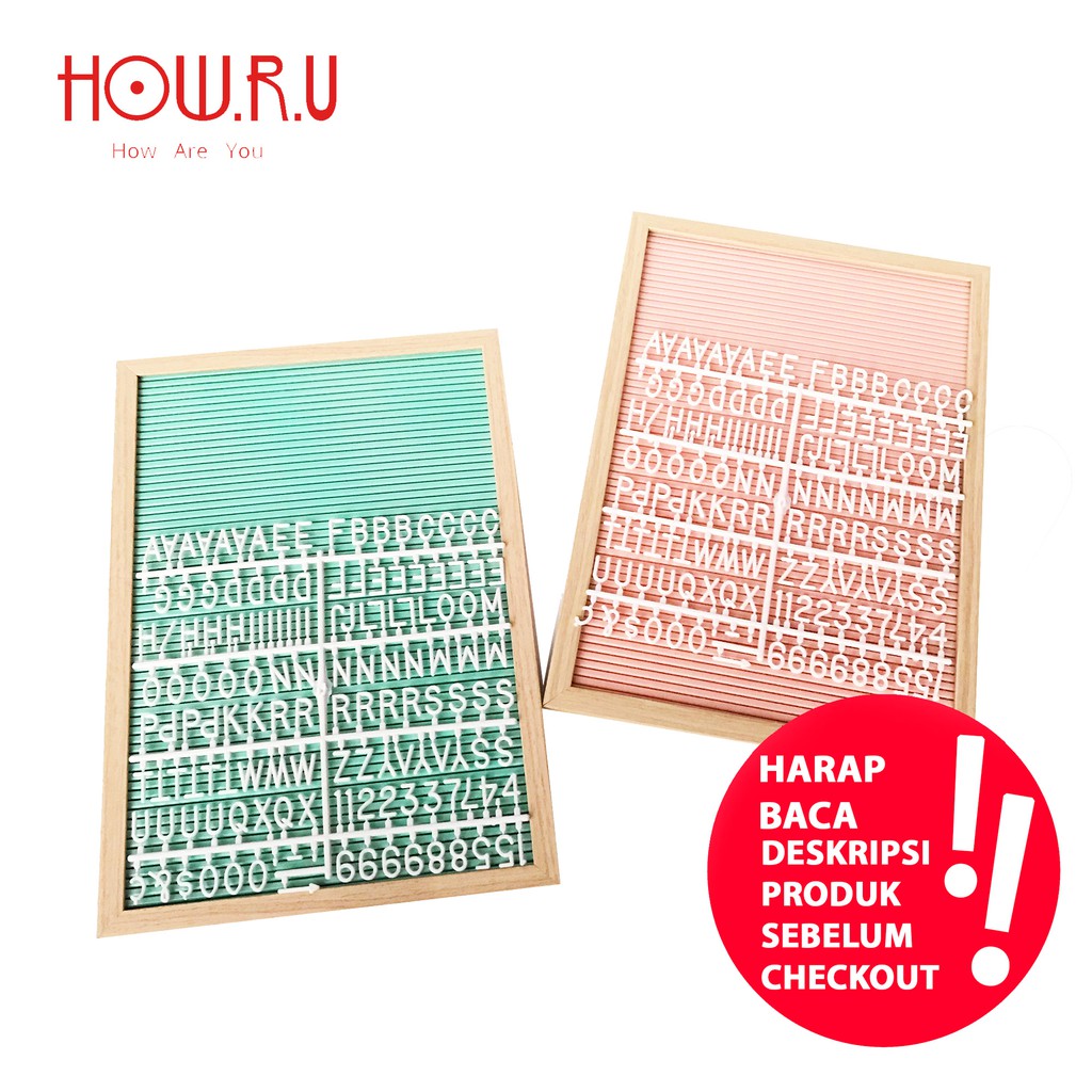 [DEFECT] HOW.R.U | Letter Board Persegi Sudah Include Huruf / Papan Nama Bayi / Papan Menu / Dekorasi Rumah Viral 40x28 cm