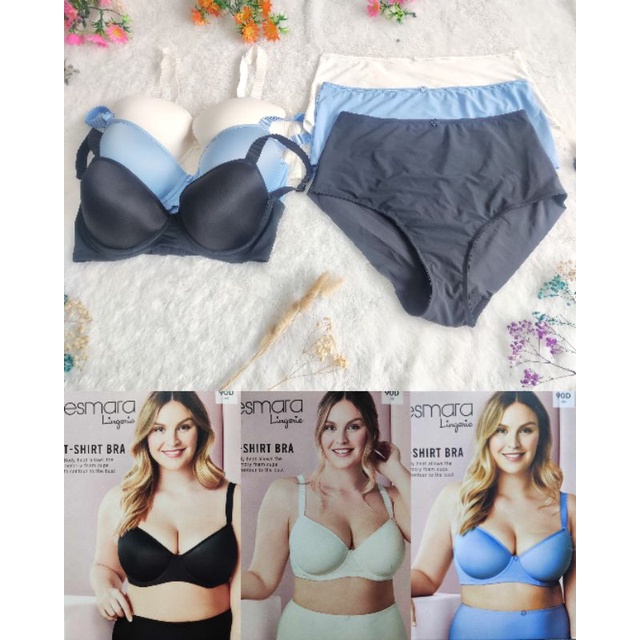 Esmara T-Shirt Bra Big Size Bra Set (Bra+Panty) Non Box  Size XL XXL (60)