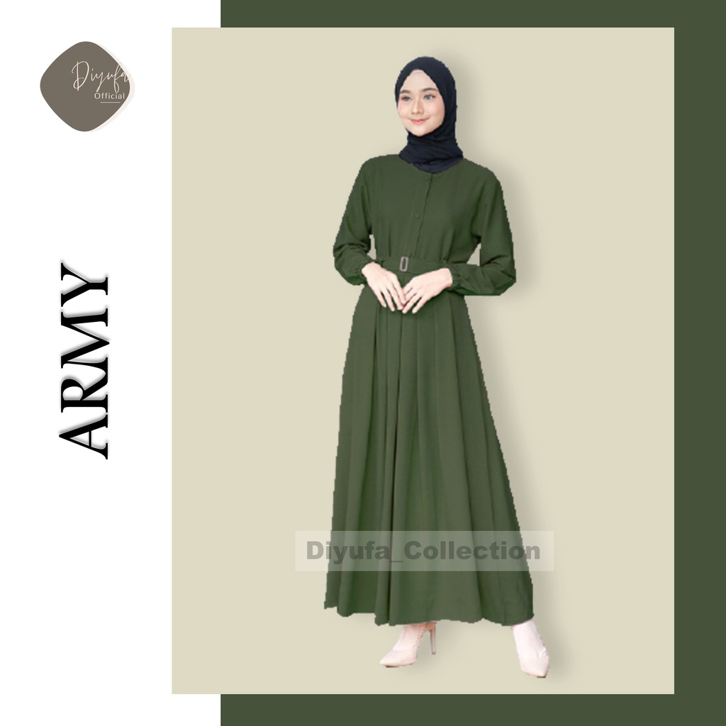 Baju Gamis Wanita Cewek Remaja Terbaru kekinian Alsize / Jumbo Kancing Dada Dress Moscrepe Busui-ARMY
