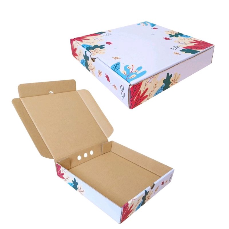 Box 25x25x5 cm ( Kuker toples 250gr isi 4) Kardus/karton/kue kering/Hampers/idulfitri/Iedmubarak-Autumn Floral