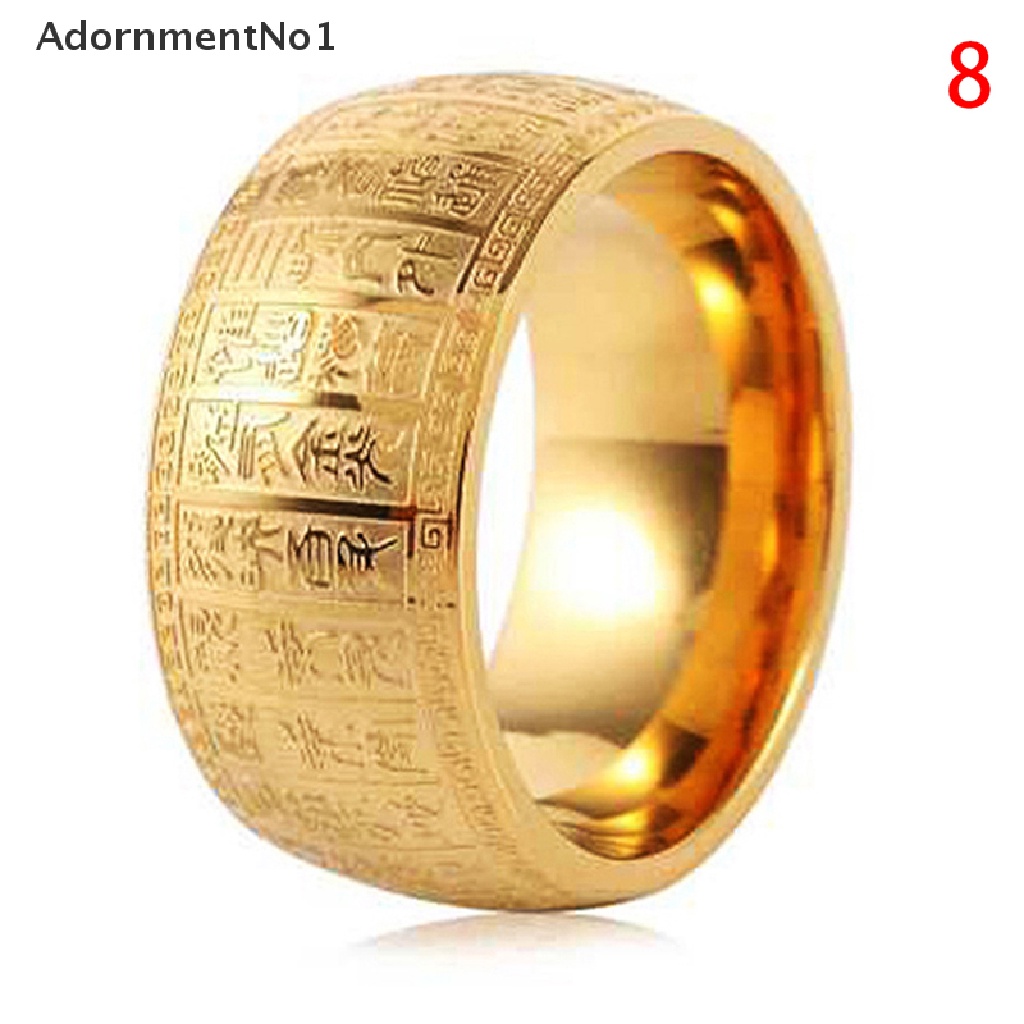 (AdornmentNo1) Cincin Titanium steel Lebar 11mm Motif Mantra Cina Untuk Pria