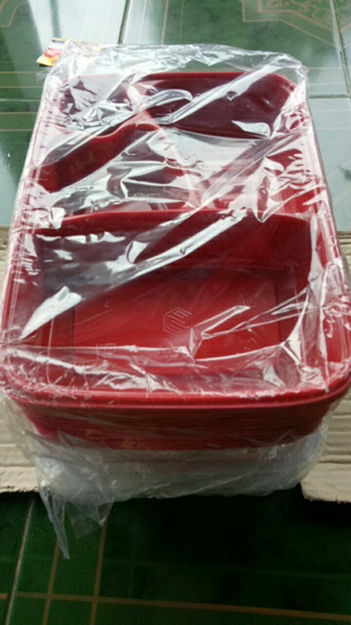 (per Pack) Tray Bento Lunch Box 4 Sekat Tempat Makan Mika Bento Dengan Tutup Mika