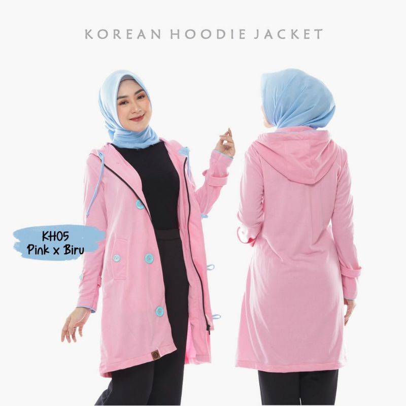 Jaket Grayscale Korea Hoodie Pink