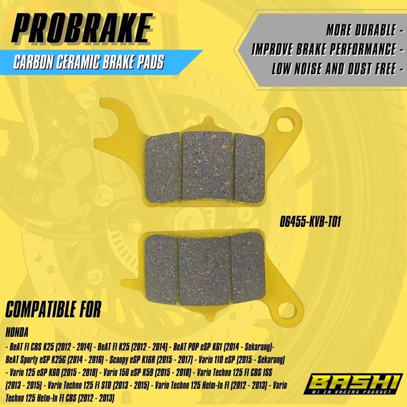 Kampas Rem Depan BASHI BY EARLS Carbon Ceramic Brake Parts Beat Fi Cbs Beat Fi Beat Pop Esp Beat Sporty Esp Scoopy Esp Vario 110 Esp Vario 125 Esp Vario 150 Esp Vario Techno 125 Fi Cbs Iss Vario Techno Fi Std Vario Techno Fi Helm In Vario Techno Hlm In cb