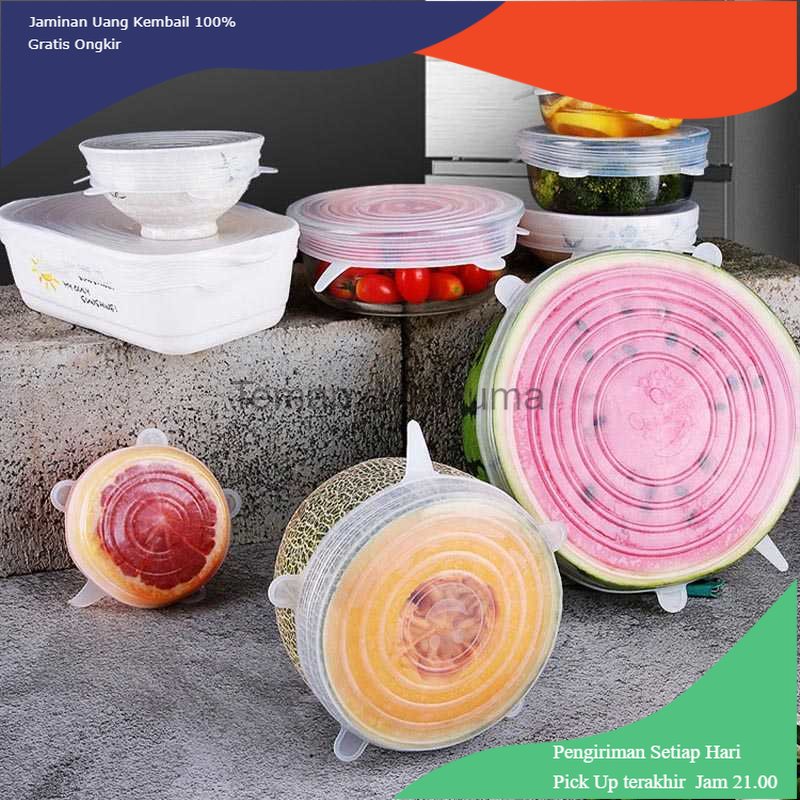 TD - RMH PULISI Silicone Penutup Makanan Stretch Food Cover Lid 6 PCS - G20055