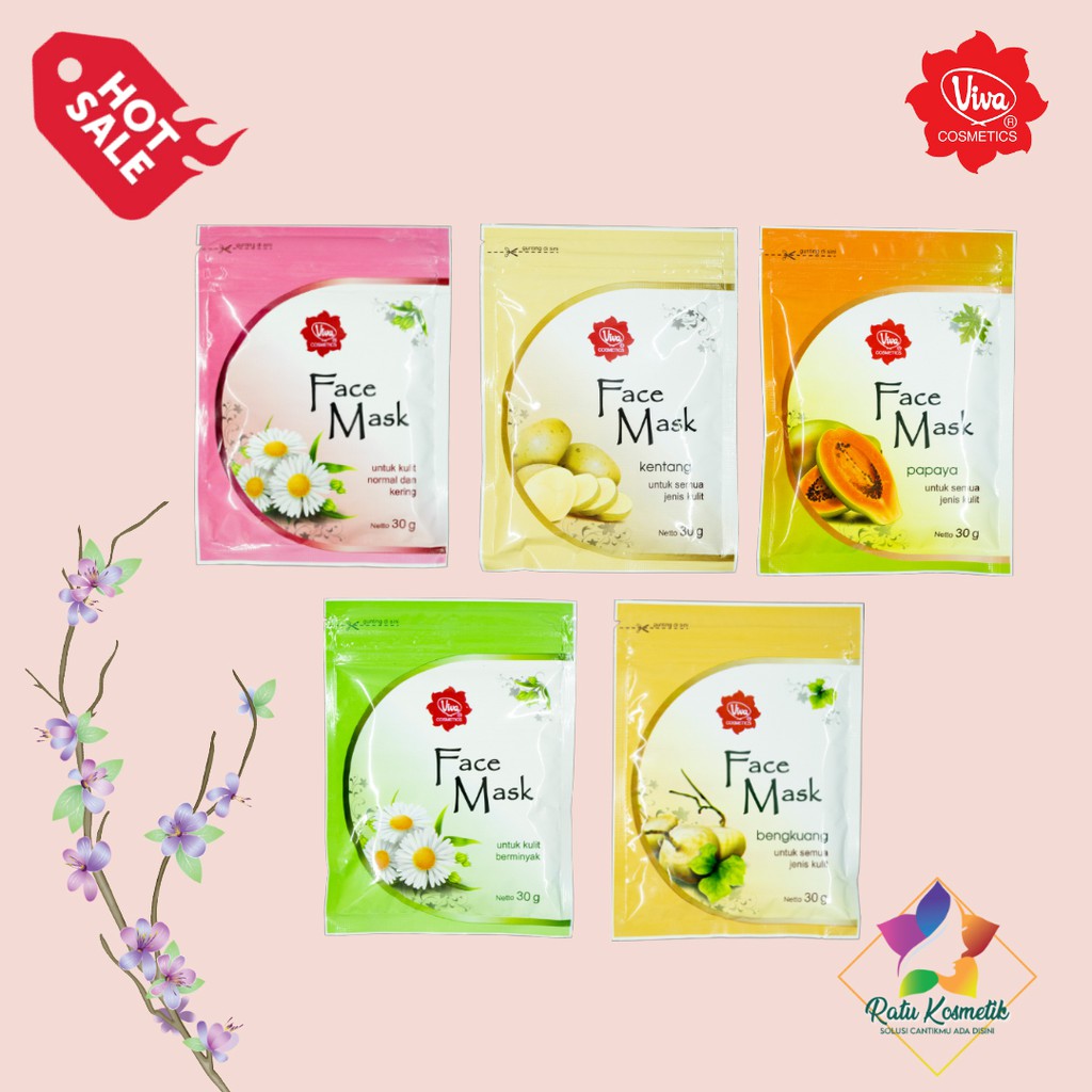 ❤ RATU ❤ Viva Face Mask | Masker Wajah Normal Berminyak Kentang Bengkuang Papaya (✔️BPOM)