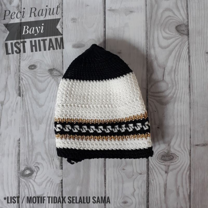 Peci Haji Umroh Rajut Premium Nanas Tebal Polos Dewasa Anak Bayi Songkok Motif Songkok Mercan Sablon-4