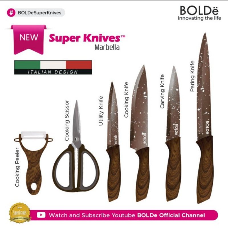 BOLDE Super Knives Marbella Set 6 pcs / Pisau Set Bolde / Knife Set
