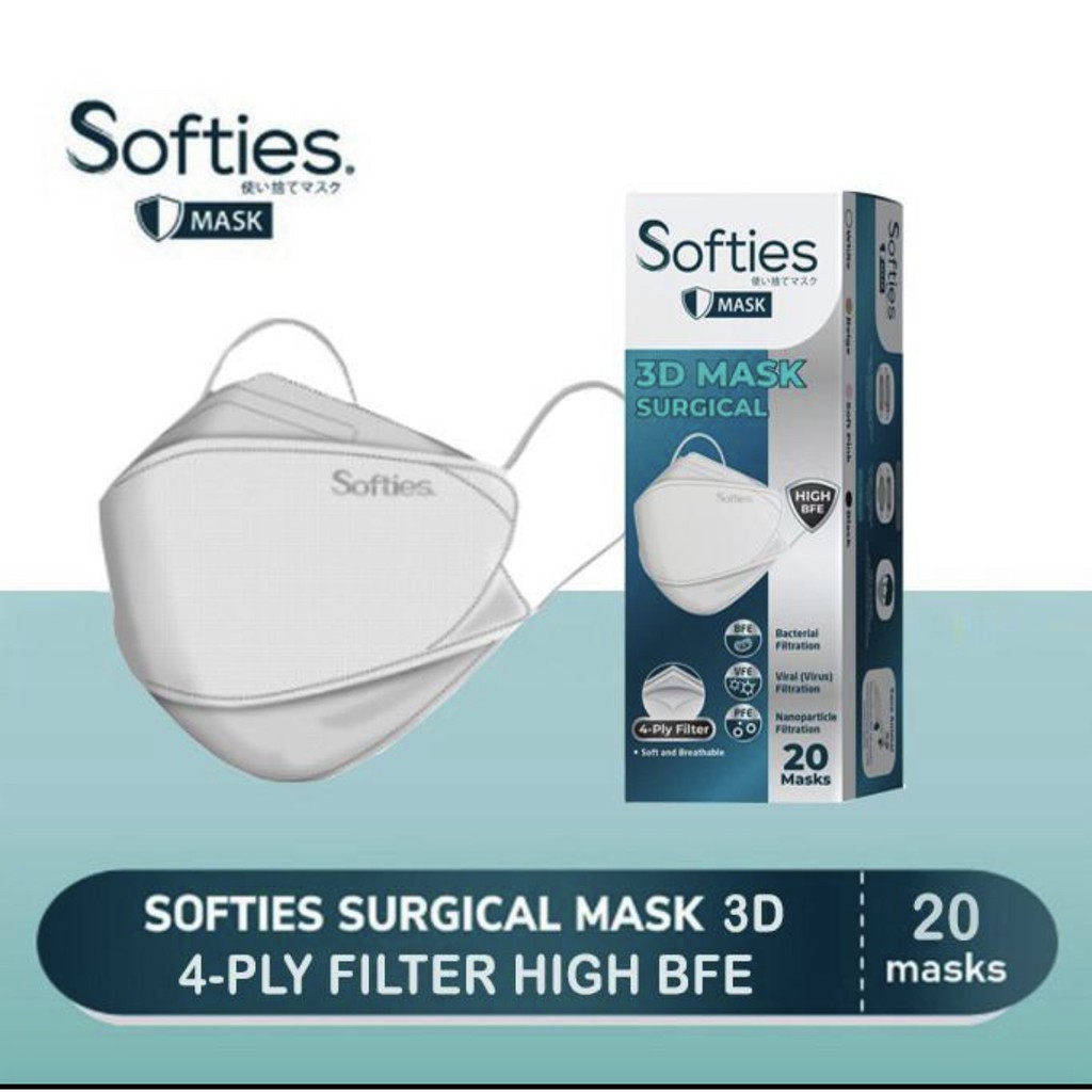 SOFTIES MASKER 3D ISI 20 3D SURGICAL MASK