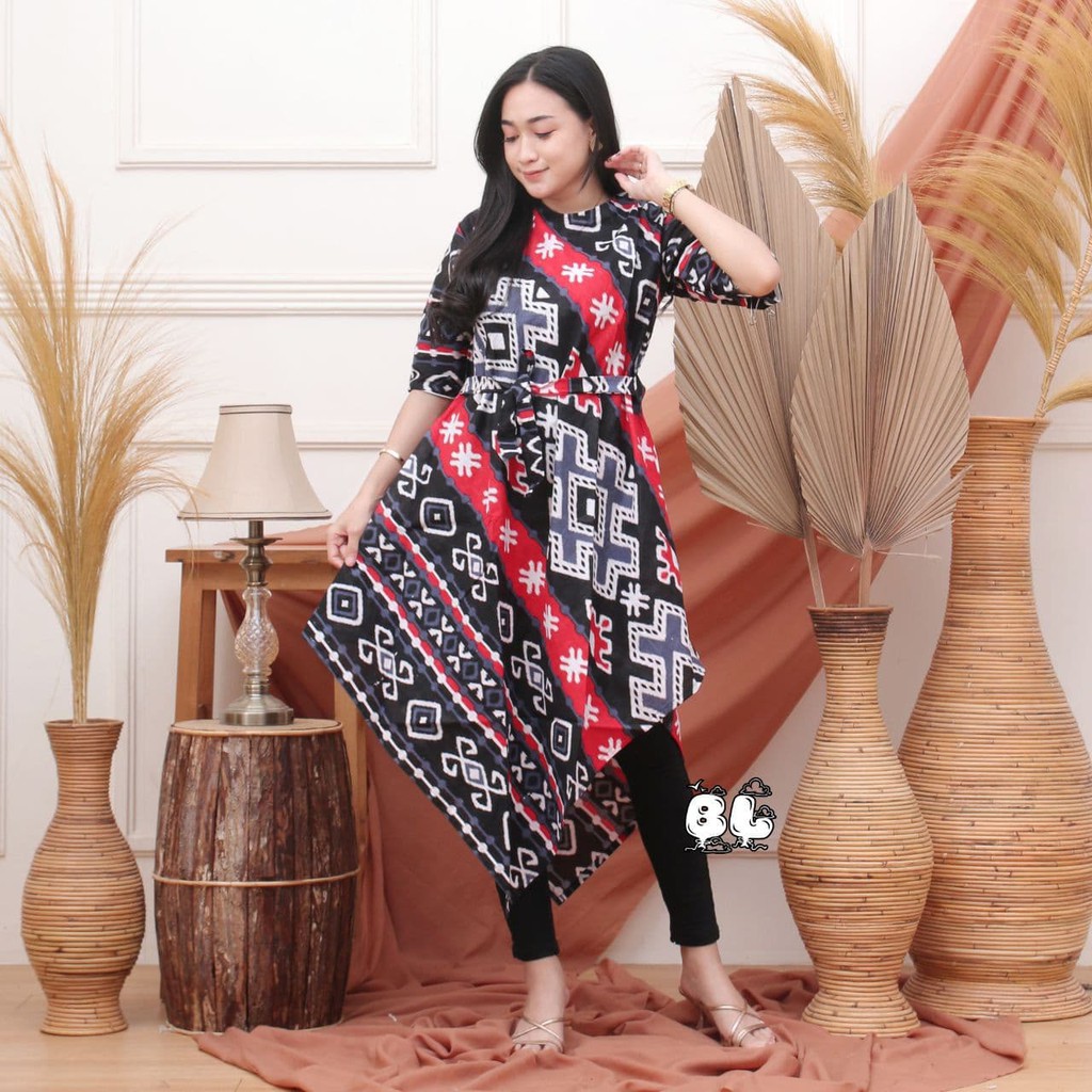 Tunik Batik Lancip Seragam Komunitas Kantor Formal Baju Kerja Katun Halus Motif Unik Dress Cantik 20