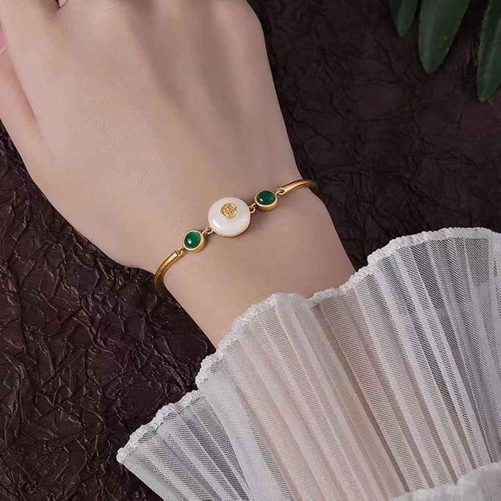 Mxbeauty Gelang Giok Imitasi Fashion Klasik Perhiasan Aksesoris Gadis Hanfu Aksesoris Gaya Cina Wanita Bracelet