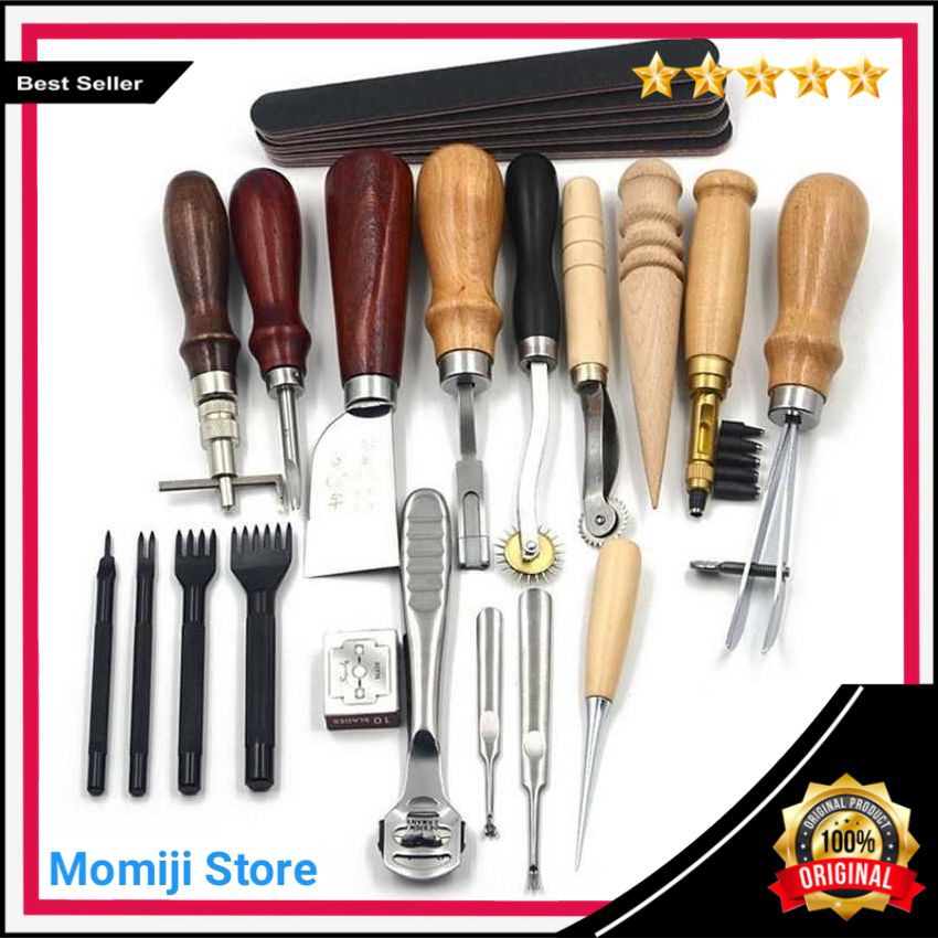 Peralatan Seni DIY Kulit 18in1 Leather Craft Stitching Tool Set Kerajinan Pengrajin Ukir Jahit Kulit