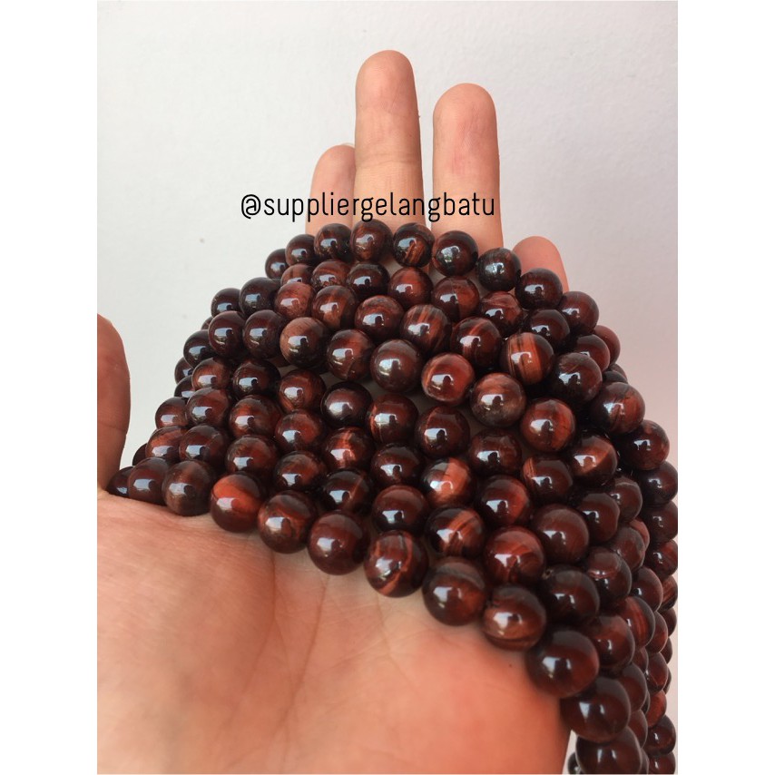 bahan gelang batu kalung blackred tiger eye premium grade 10mm bongkah bahan aksesoris fashionita