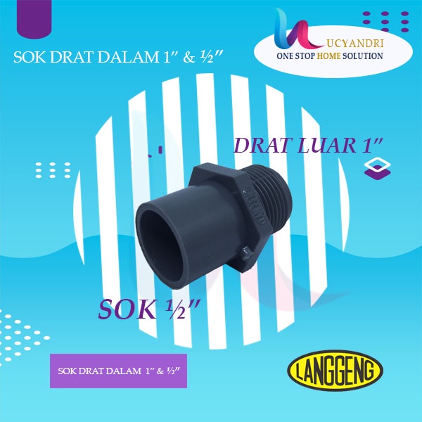 Valve Socket 1&quot; x ½&quot; Langgeng Sok Drat Luar SDL Fiting PVC