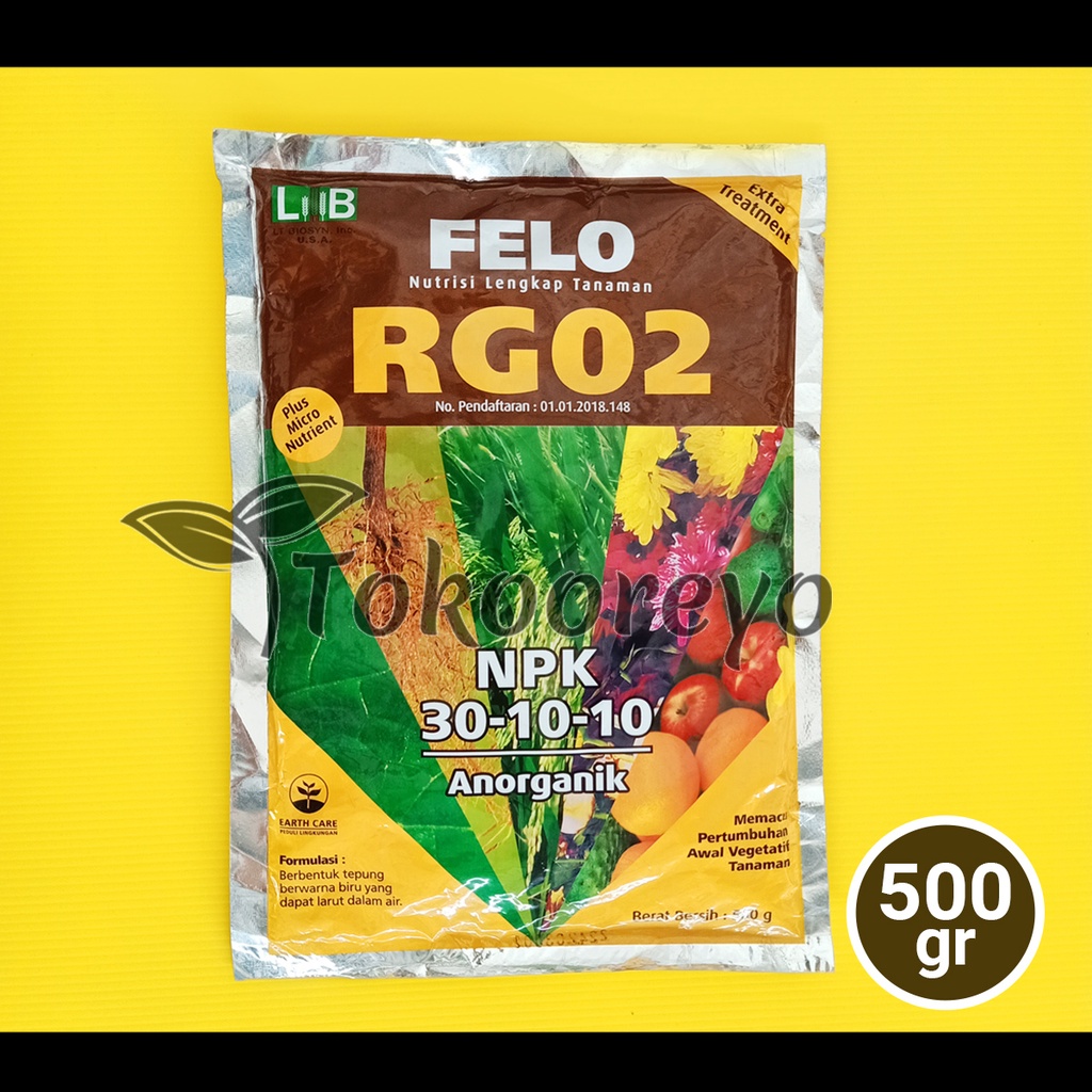 PUPUK FELO RG02 500 GRAM NPK  30 10 10 KEMASAN PABRIK