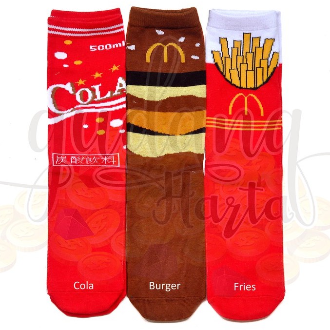 Kaos Kaki Panjang Unisex MCD Cola Coke Burger French Fries Kentang Fast Food Unik Lucu GH 103172