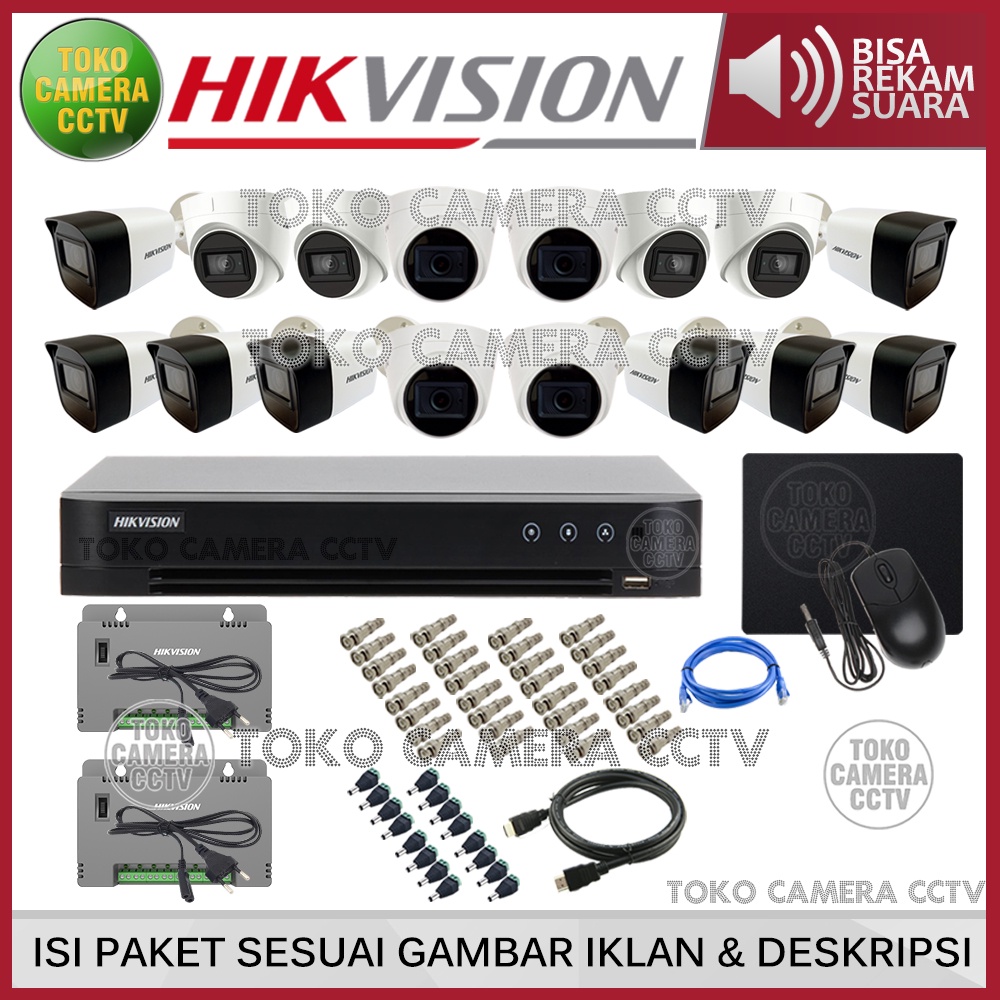 PAKET CCTV HIKVISION 5MP 16 CHANNEL 16 KAMERA AUDIO